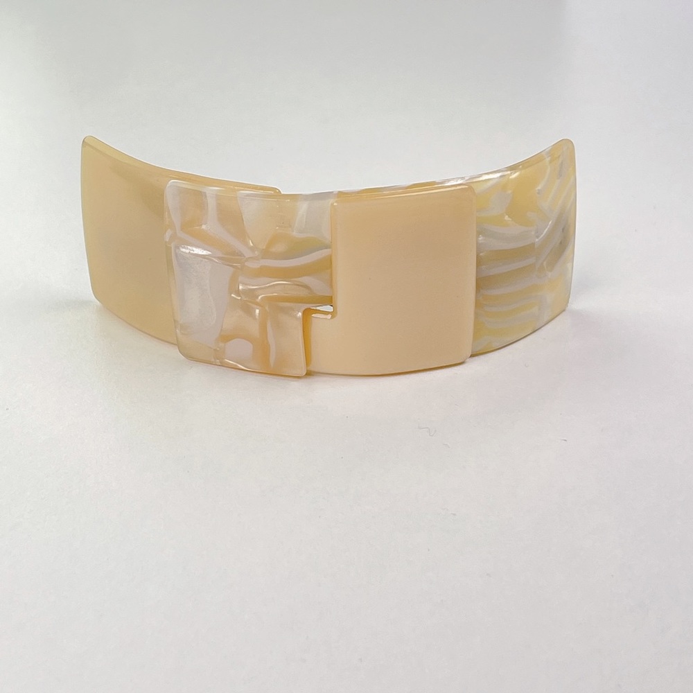 Neutral Cream Marbled Resin Hair Barrette - Women Accessories